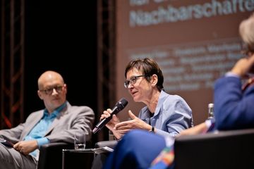 Ruhrkonferenz 2026. Foto: Tim Drews Präses Adelheid Ruck-Schröder bei einer Podiumsdiskussion auf der Ruhrkonferenz 2026.