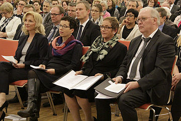 Im Gottesdienst: Anja Buhrmann, Marie-Luise Schellong, Ursula Beinlich und Ernst-Friedrich Brand. Foto: EKvW