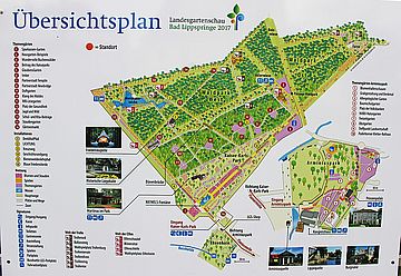 Die Landesgartenschau in Bad Lippspringe hat viele Attraktionen, das zeigt auch der Übersichtsplan. Der GlaubensGarten hat die Nummer 5. Foto: Heide Welslau
