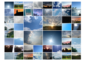 Collage aus Fotos vom Himmel über den GYFE21-Teilnehmer*innen. Bild: Jenny Kolbus